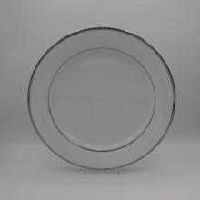 White Dinner Plate with Silver Band
