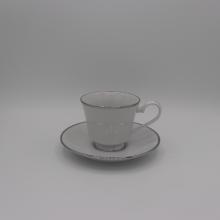 White cup and saucer with Silver Band